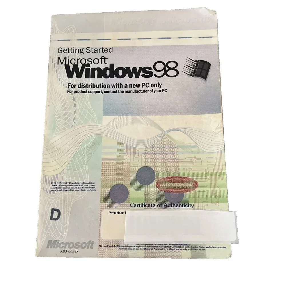 Microsoft Windows 98 CD Manual.and Product KEY